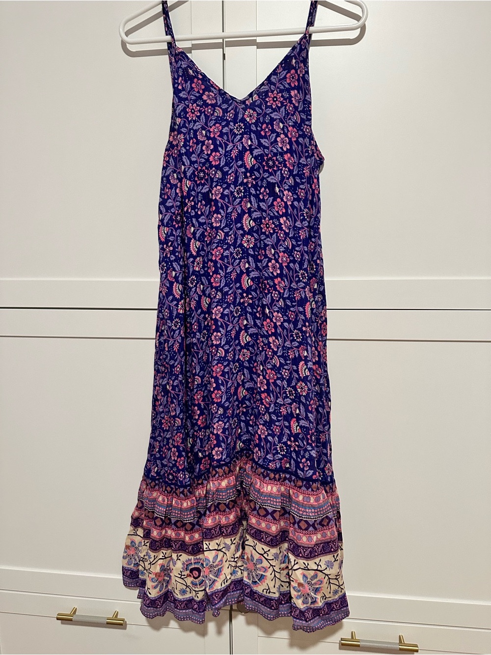 Spell & The Gypsy Floral Maxi Dress Dahlia purple and pink strappy